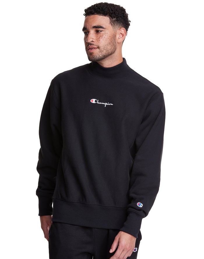 Sudadera Champion Hombre - Reverse Weave Mock Neck Crew ( Negras ) 0961438-XO